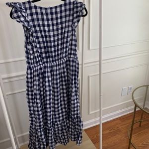 Gingham midi dress with ruffle sleeves
